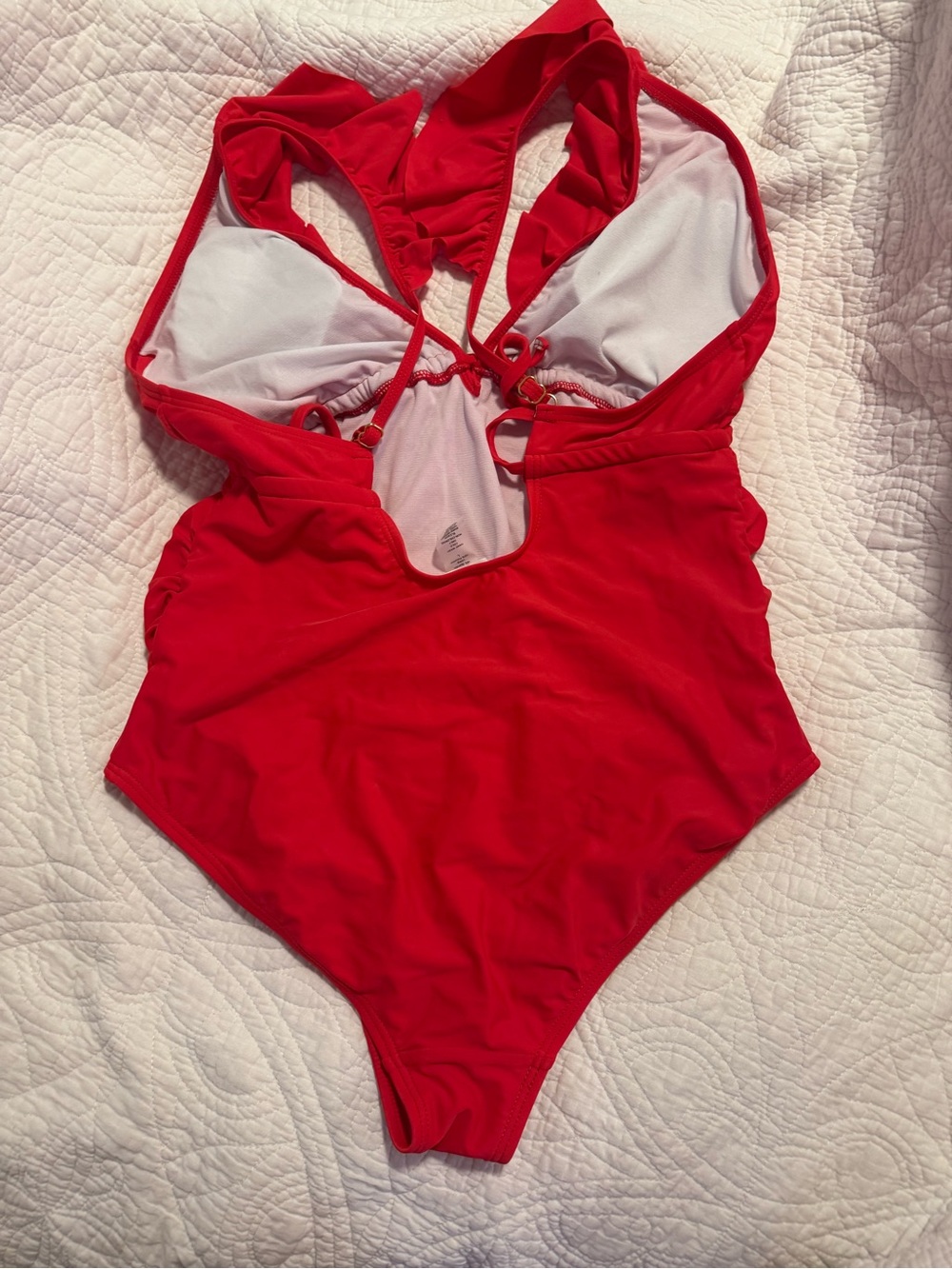 PinkBlush Red Ruffle Maternity Swimsuit - Picture 4 of 5